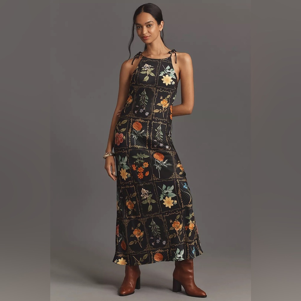 Anthropologie Tie-Neck Column Midi Dress